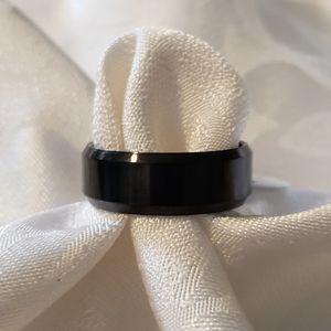Unisex & engravable!! Black Titanium Wedding Band